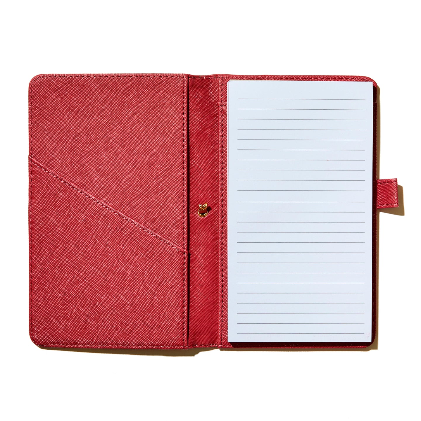 vegan leather gold tied padfolio + notepad - 5.5x11 - berry