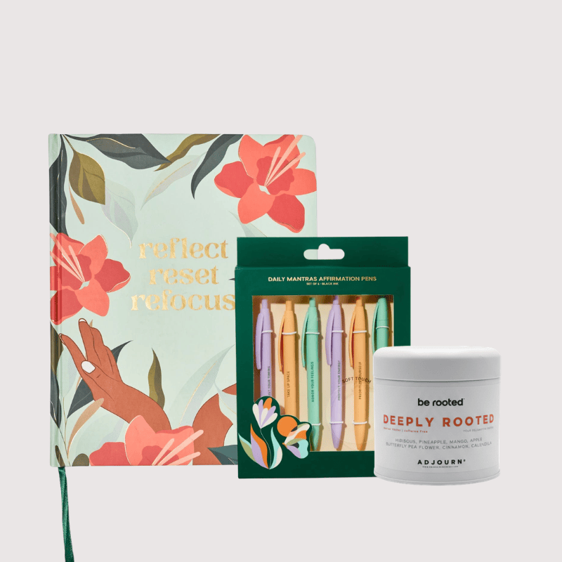 Be Rooted black owned stationery Bundle Relaxing Reflections Journal & Tea Bundle
