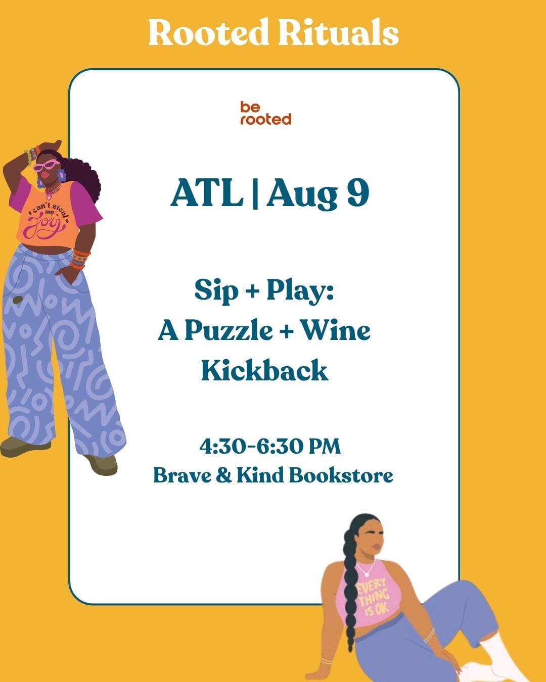 Be Rooted black owned stationery Event ATL | Aug 9 | Sip + Play: A Puzzle and Wine Community Kickback