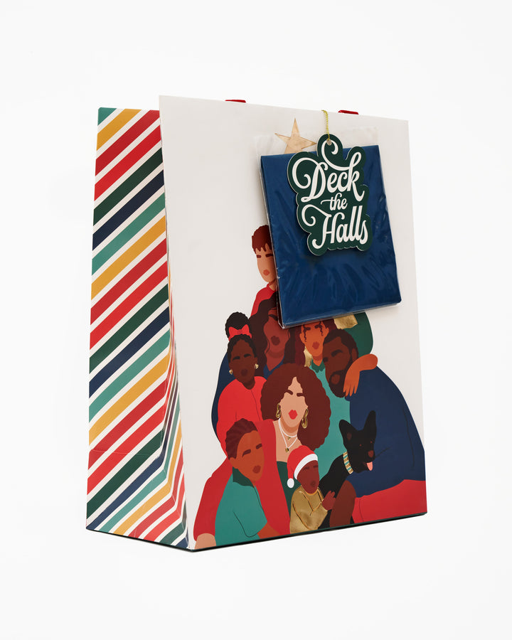 Be Rooted  black owned stationery gift bag Deck The Halls Large Gift Bag w/ Tissue Paper