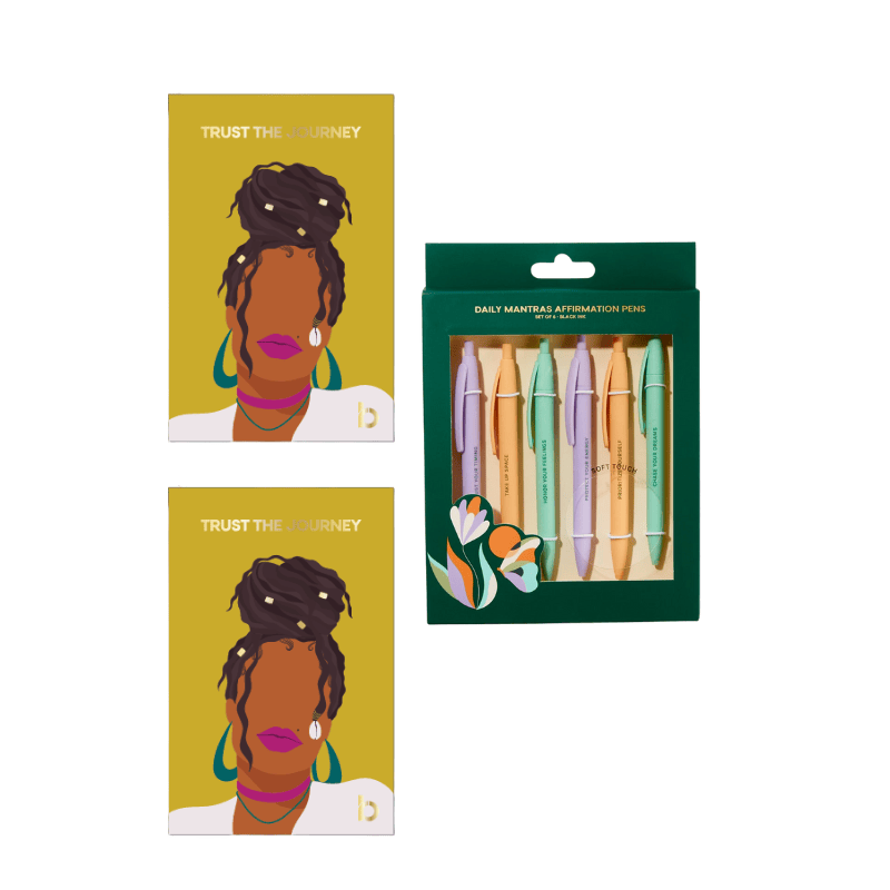 Be Rooted black owned stationery Journal Everywhere You Go: 2pk Slim Travel Journal + Pen Set