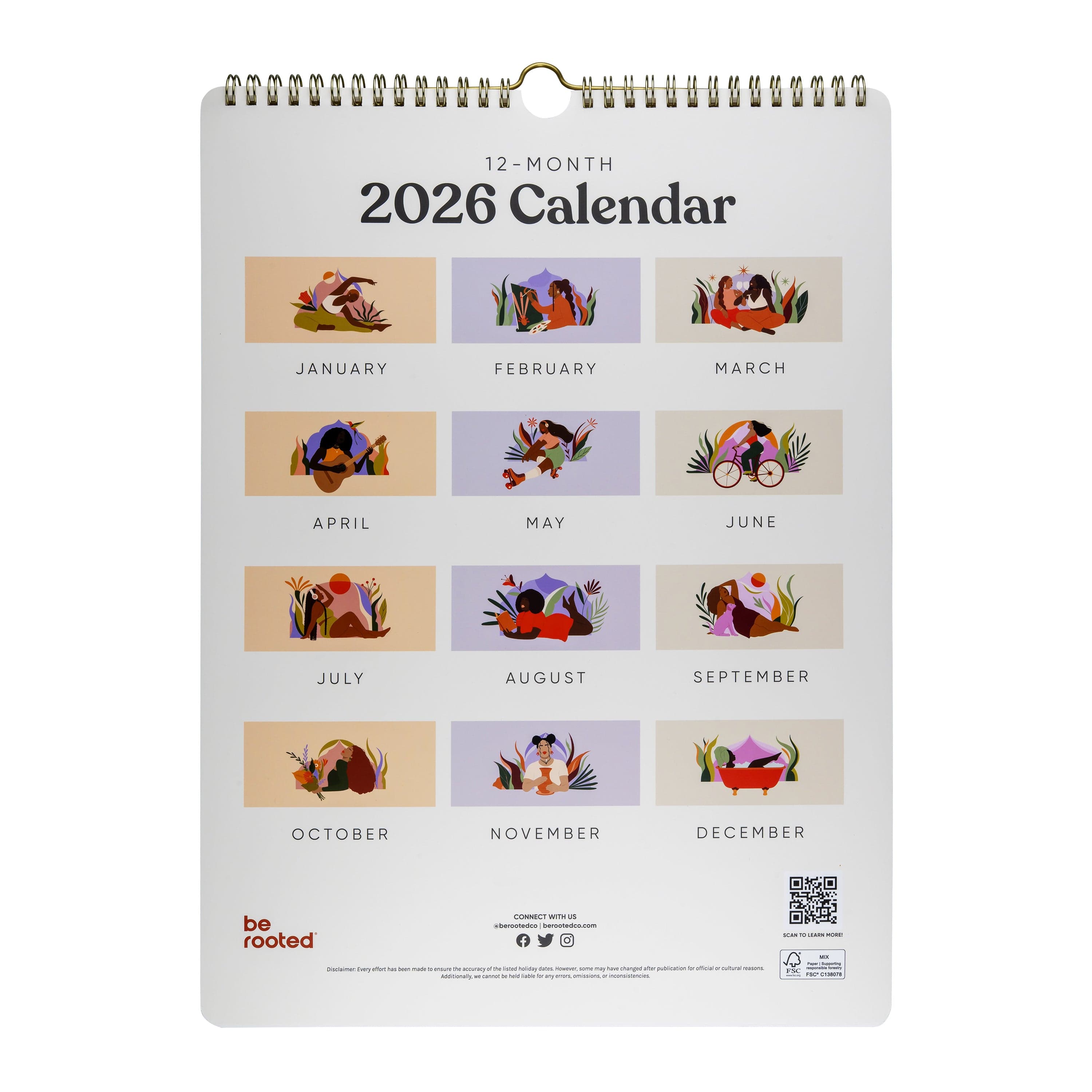 Be Rooted black owned stationery Wall Calendar PREORDER: Be Rooted 2026 Wall Calendar