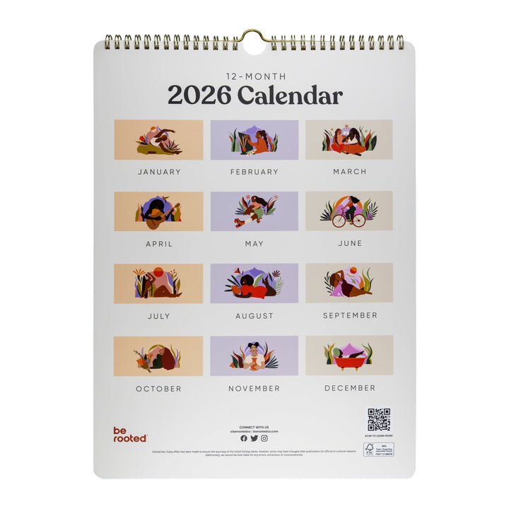Be Rooted black owned stationery Wall Calendar PREORDER: Be Rooted 2026 Wall Calendar