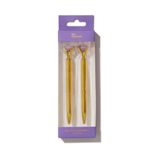 Load image into Gallery viewer, 2PC Gold Crystal Pens - Purple
