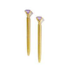 Load image into Gallery viewer, 2PC Gold Crystal Pens - Purple

