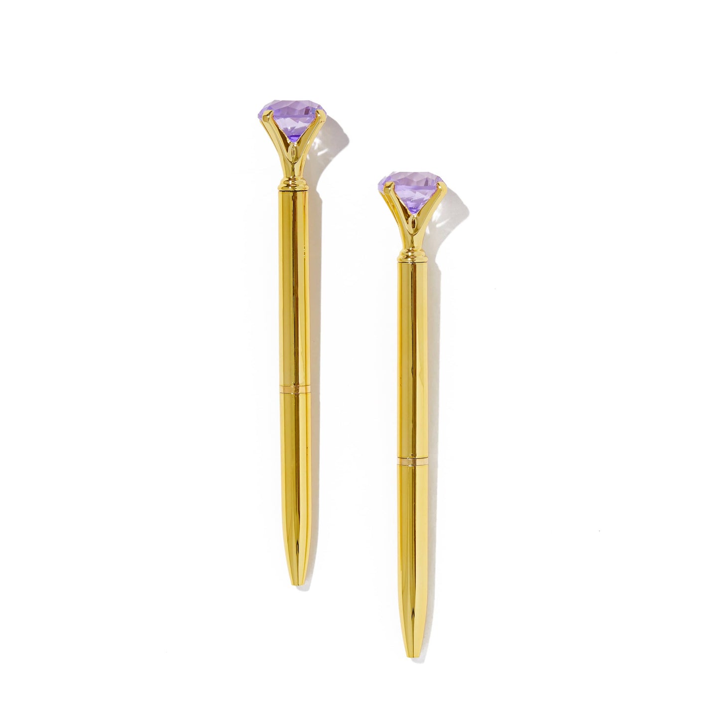 2PC Gold Crystal Pens - Purple