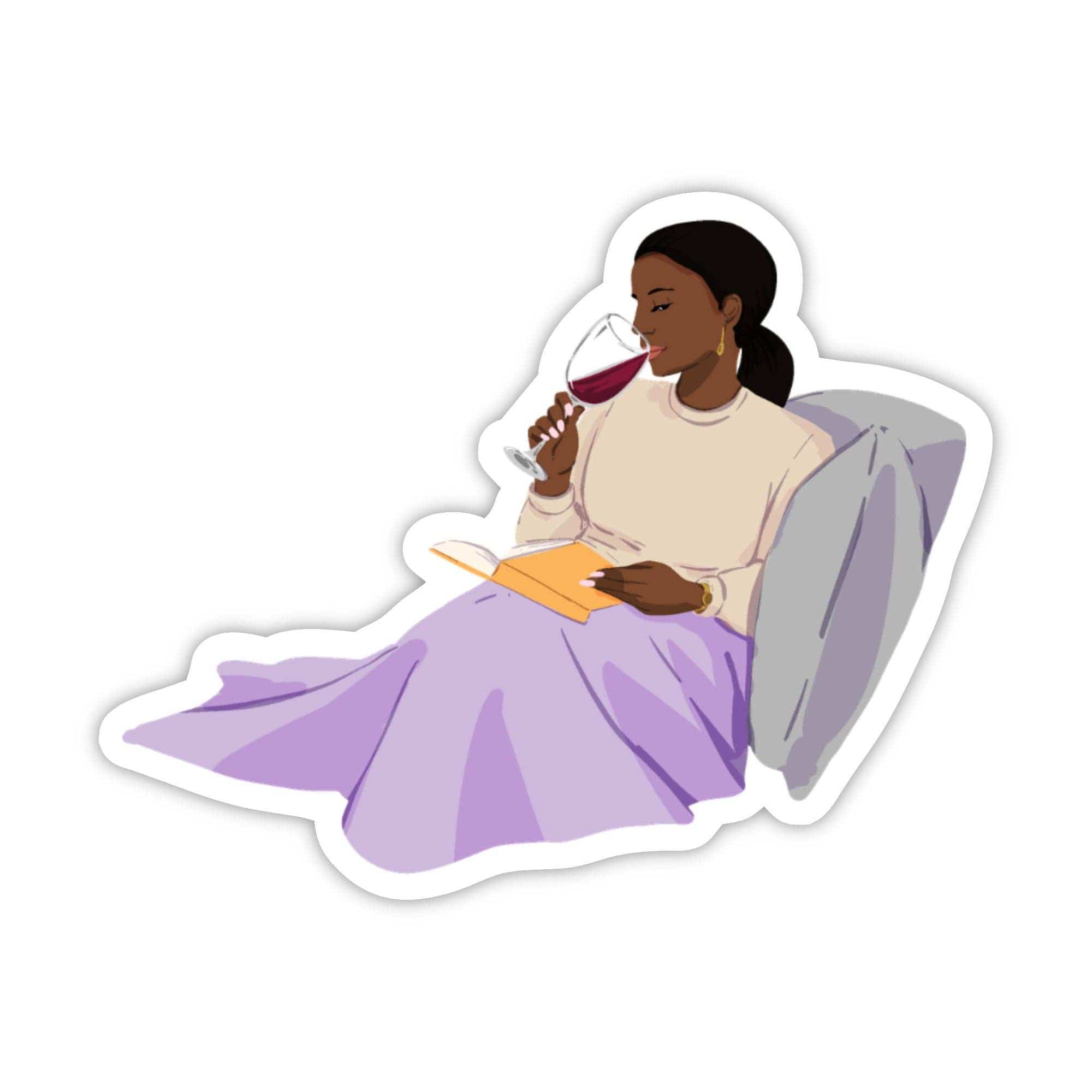 CheerNotes Greeting Cards & Stationery black owned stationery Book and Wine Sticker - Brown