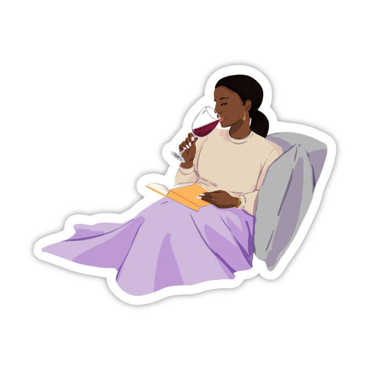 CheerNotes Greeting Cards & Stationery black owned stationery Book and Wine Sticker - Brown