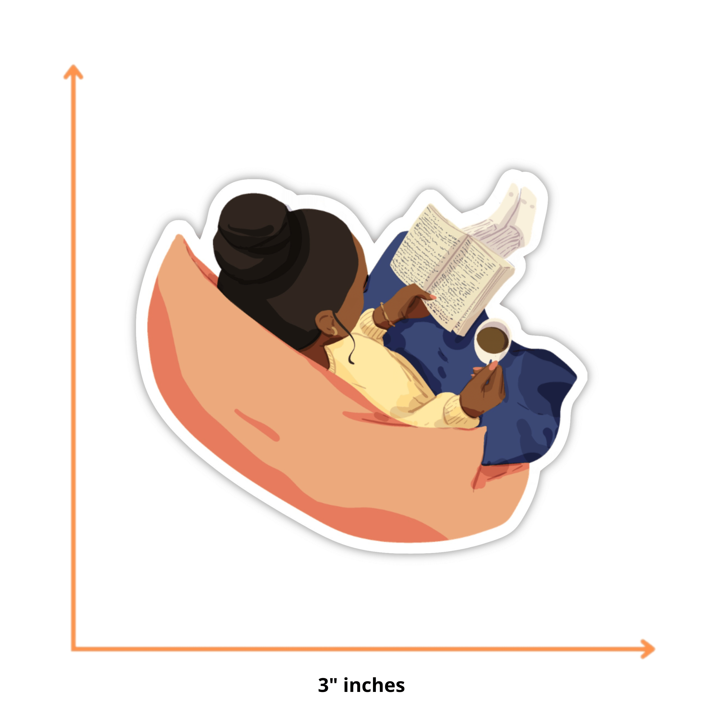 CheerNotes Greeting Cards & Stationery black owned stationery Coffee and Book Sticker - Brown