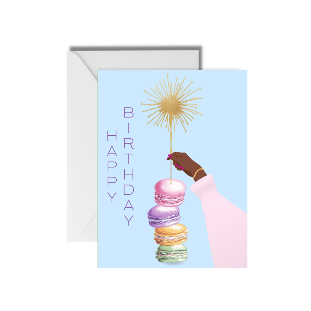 CheerNotes Greeting Cards & Stationery black owned stationery Macaron Birthday Card - Black woman - chic - foodie pun