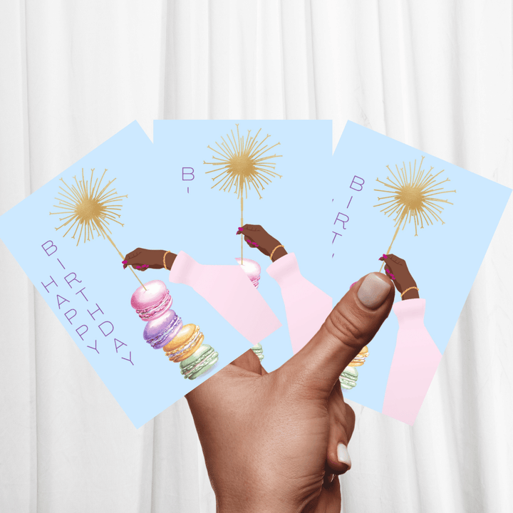 CheerNotes Greeting Cards & Stationery black owned stationery Macaron Birthday Card - Black woman - chic - foodie pun