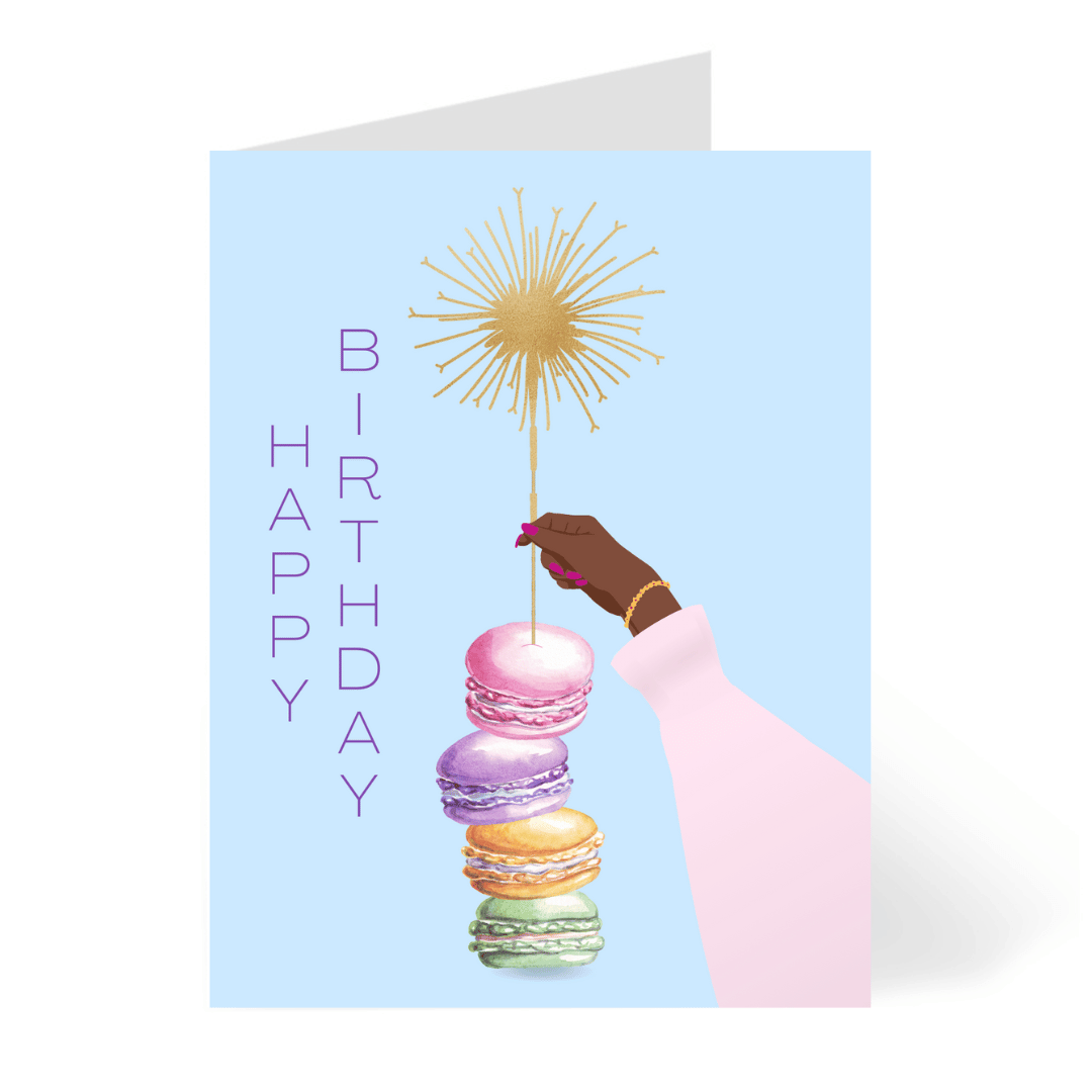 CheerNotes Greeting Cards & Stationery black owned stationery Macaron Birthday Card - Black woman - chic - foodie pun