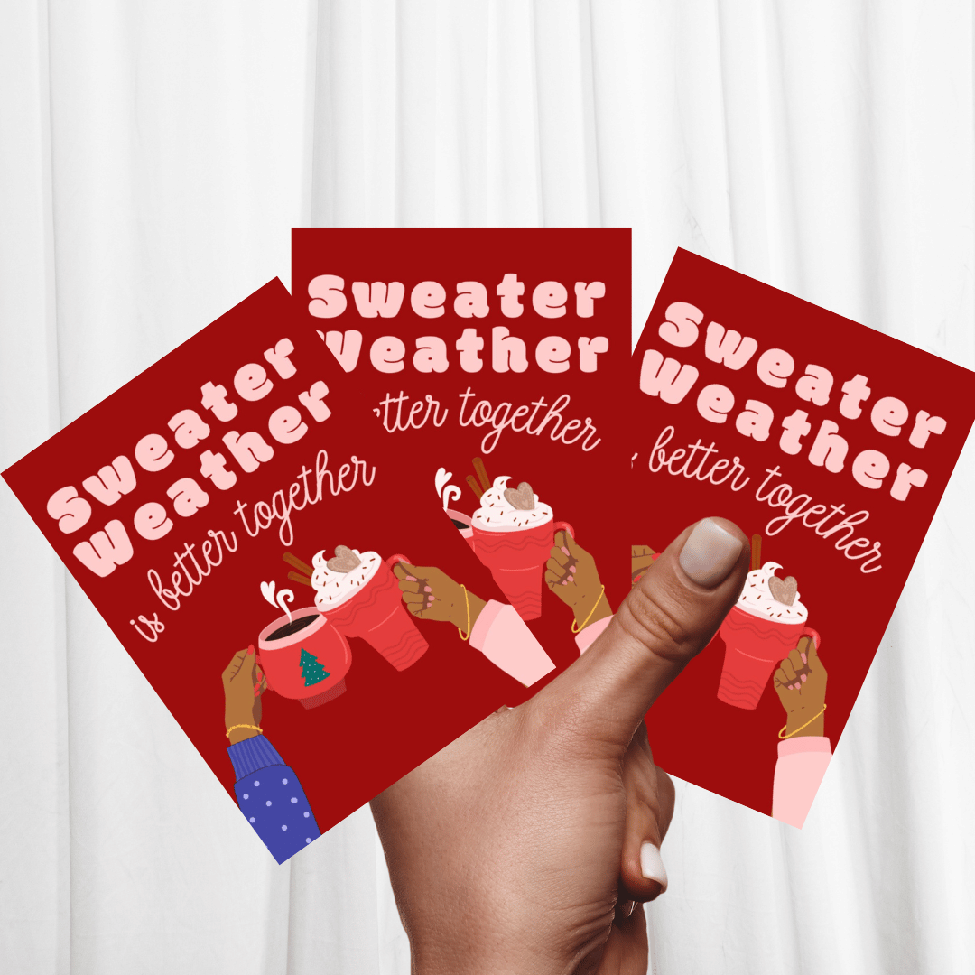 CheerNotes Greeting Cards & Stationery black owned stationery Sweater Weather Christmas Card | Black | Coffee