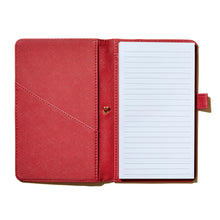 Load image into Gallery viewer, vegan leather gold tied padfolio + notepad - 5.5x11 - berry
