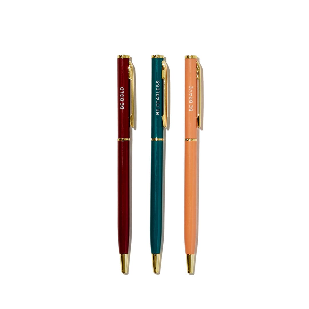 3 pc affirmation pens - be bold. be brave. be fearless.