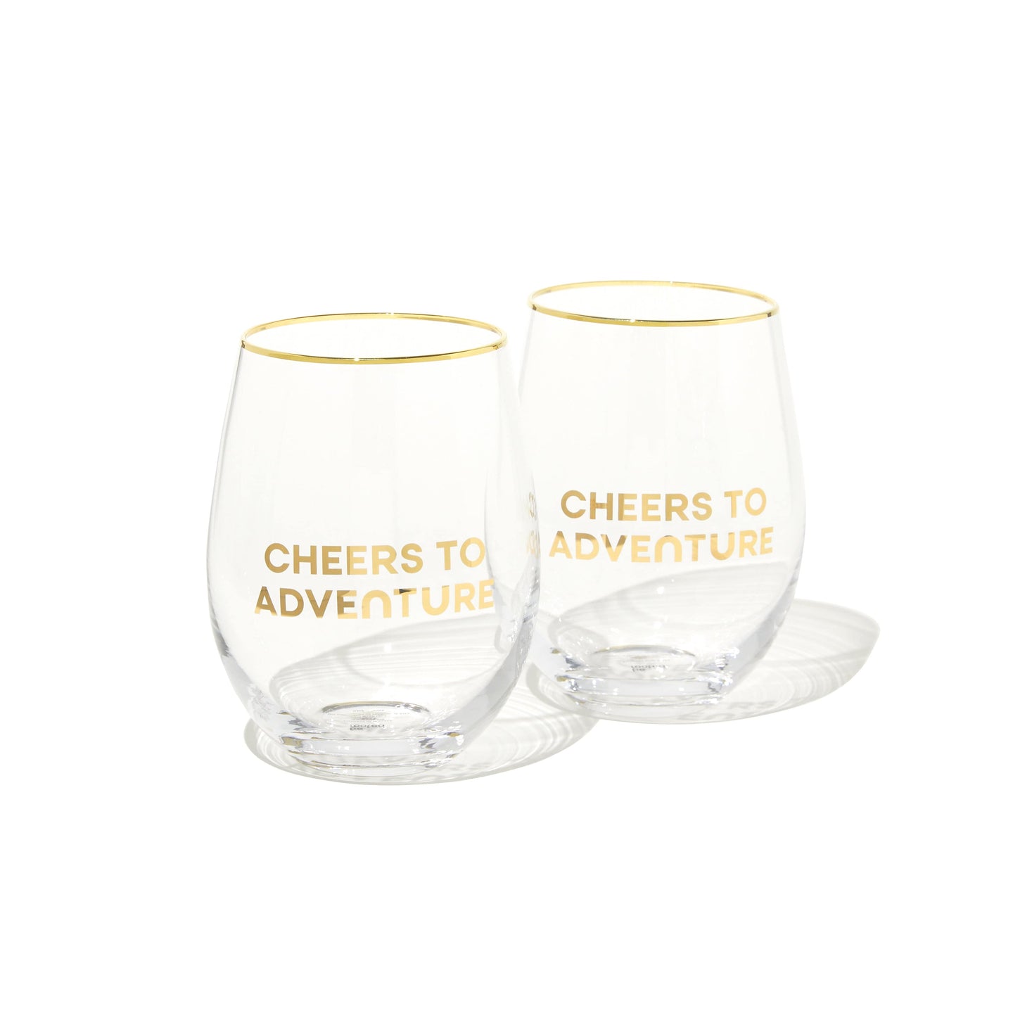 cheers to adventure stemless wine glass set - 2pc