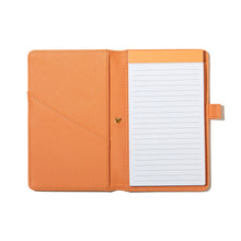 Load image into Gallery viewer, Vegan Leather Gold Tied Padfolio + Notepad - 5.5x11
